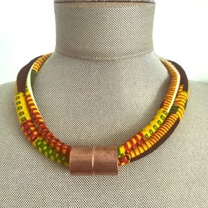 Ethnic Fabric cord multi color necklace